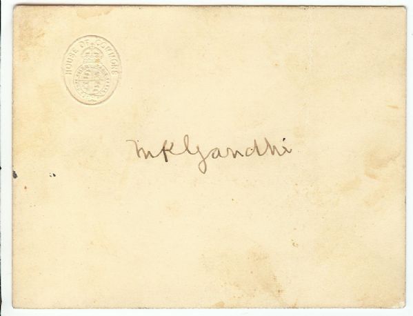 Mahatma Gandhi Signed House of Commons Card (Dated Sept. 16, 1931) (JSA)