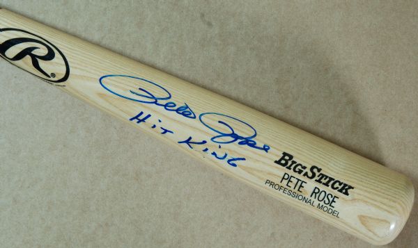 Pete Rose Signed Rawlings Bat Hit King (PSA/DNA)