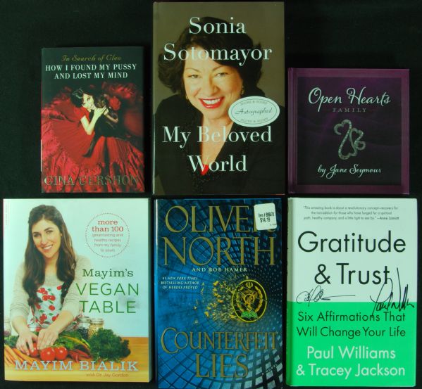 Signed Celebrity Books (6) with Oliver North, Sonia Sotomayor, Jane Seymour