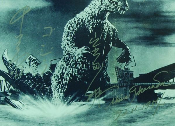Akira Takarada Signed 36x20 Godzilla Movie Poster Signed by Takarada & Hirata