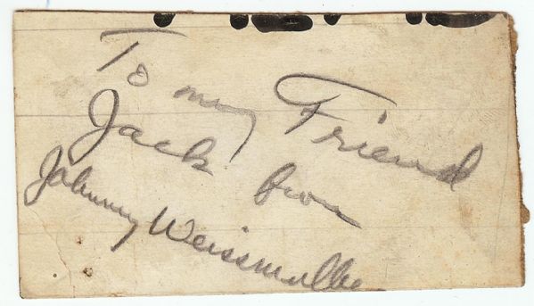 Johnny Weissmuller Cut Signature (JSA)