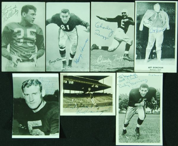 Signed Football Exhibits, Small Photos Group (7) with McAfee, Trippi, Dudley, Connor