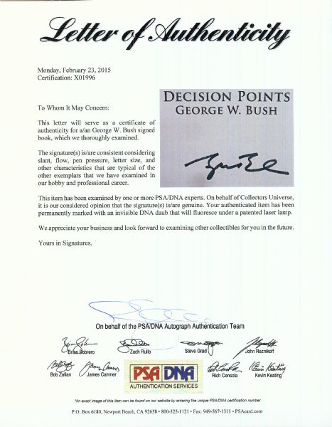 George W. Bush Signed Decision Points Book (PSA/DNA)