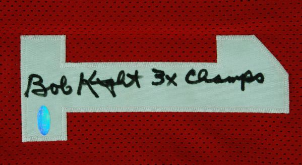 Bobby Knight Signed Indiana Jersey Inscribed 3x Champs (Steiner)