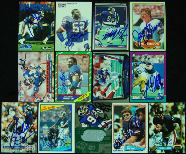 New York Giants HOFers & Greats Signed Football Cards (13) 