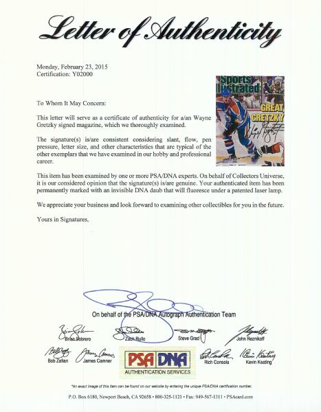 Wayne Gretzky Signed Sports Illustrated Magazine (1987) (PSA/DNA)