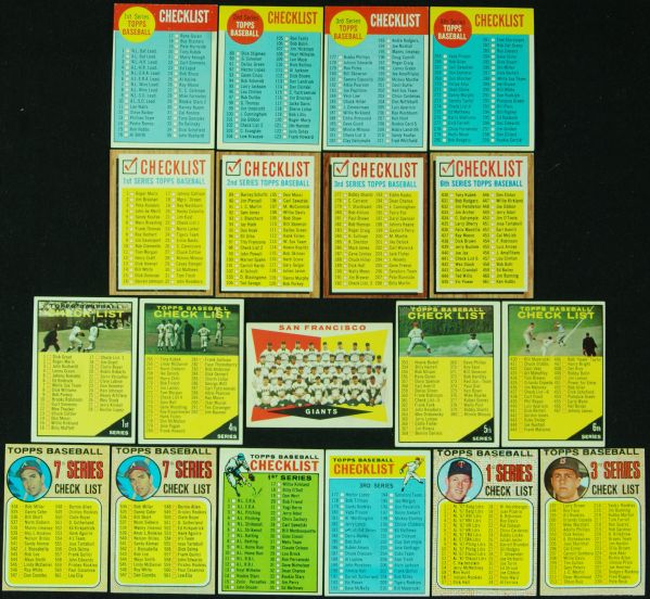 1960s Topps Baseball Checklist Group (18)