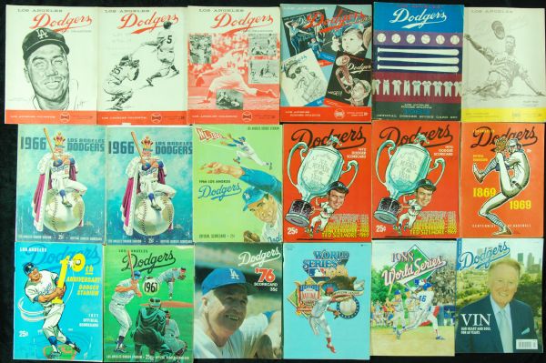 1959-1976 Los Angeles Dodgers Programs (16) with 1981 & 1988 WS Programs