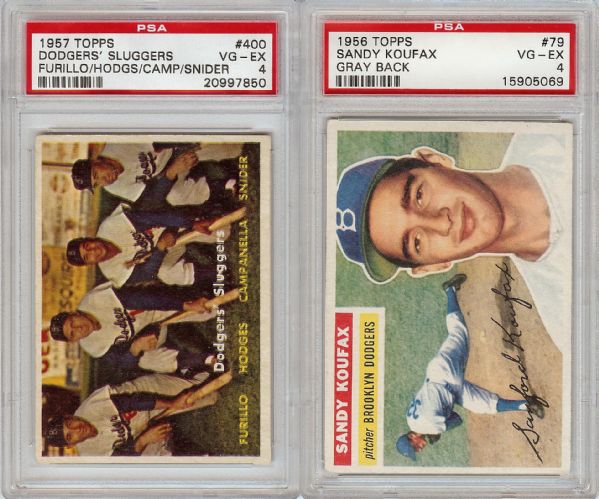 Los Angeles Dodgers Collection (30) with 1956 Topps Sandy Koufax PSA 4