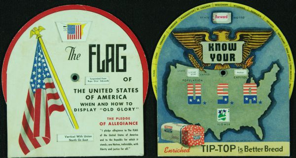 1940s Tip Top Bread Wheels (2) with Flags & Know Your States
