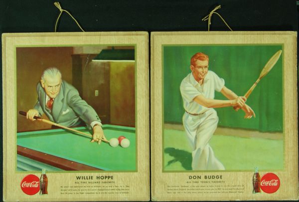 1947 Coca-Cola Sports Hangers Pair with Willie Hoppe & Don Budge (2)