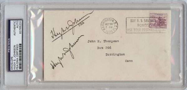 Gen. Hugh S. Johnson Old Iron Pants Twice Signed Cover (1936) (PSA/DNA)