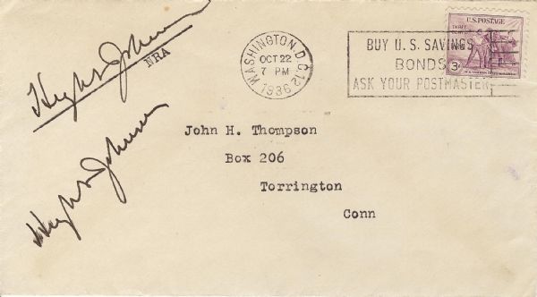 Gen. Hugh S. Johnson Old Iron Pants Twice Signed Cover (1936) (PSA/DNA)