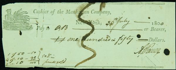 Aaron Burr Signed Bank Check (1800) (PSA/DNA)