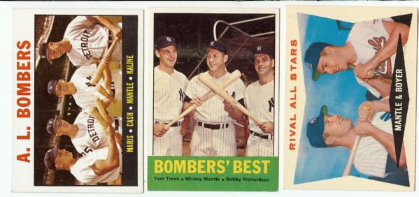 1960s Topps Mickey Mantle High-Grade Multi-Player Cards (3)