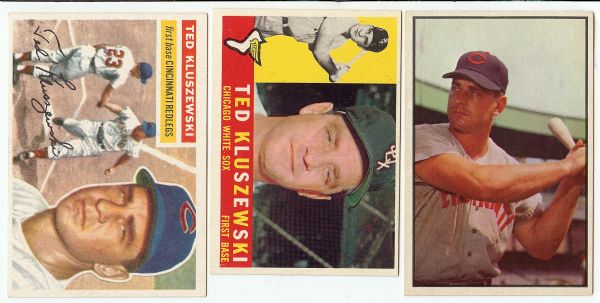 Ted Kluszewski Topps/Bowman Group (3) with 1953 Bowman Color