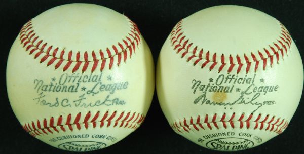 1949-51 ONL Ford Frick & 1952-69 ONL Warren Giles Unsigned Baseballs (2)