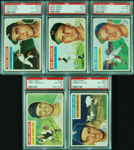 1956 Topps Baseball PSA 5 & PSA 6 Group (5) 