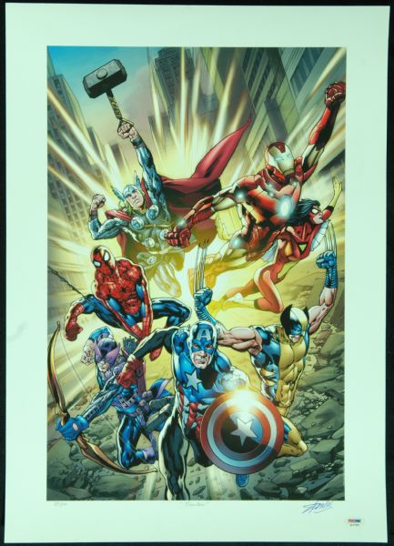 Stan Lee Signed Fearless 18x25 Lithograph (85/100) (PSA/DNA)