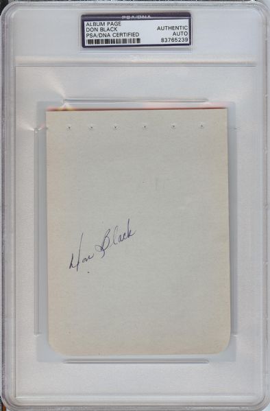 Don Black Signed Album Page (Pitched No Hitter in 1947) (PSA/DNA)