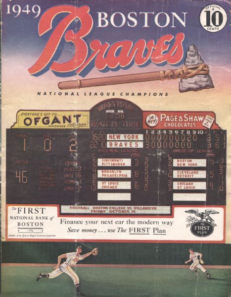Bill Billy Meyer, Lolly Hopkins & Dixie Walker Signed Boston Braves Program