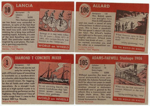 1954 Topps World on Wheels Near Set With Wrappers (182)