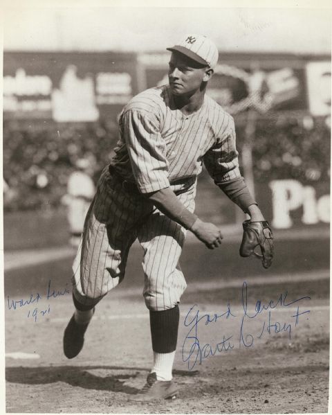 Waite Hoyt Signed 8x10 Photo Inscribed World Series 1921 (PSA/DNA)