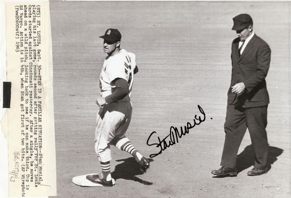 Stan Musial Signed Final Game Original Wire Photo (Sept. 30, 1963) (PSA/DNA)