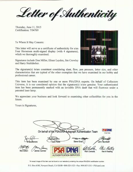 The Four Horseman Multi-Signed Framed Display (4 Signatures) (PSA/DNA)