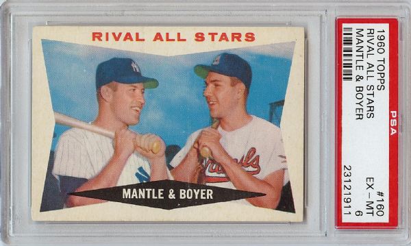 1960 Topps Rival All-Stars Mantle & Boyer No. 160 PSA 6