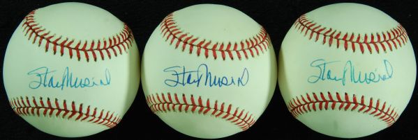 Stan Musial Single-Signed ONL Baseballs (3)