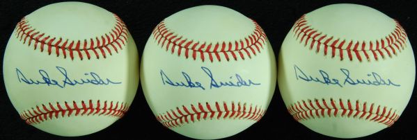 Duke Snider Single-Signed ONL Baseballs (3)