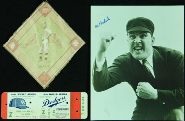 1956 World Series Phantom Ticket with Chance B18 Blanket, Barlick Signed 8x10 Photo (3)