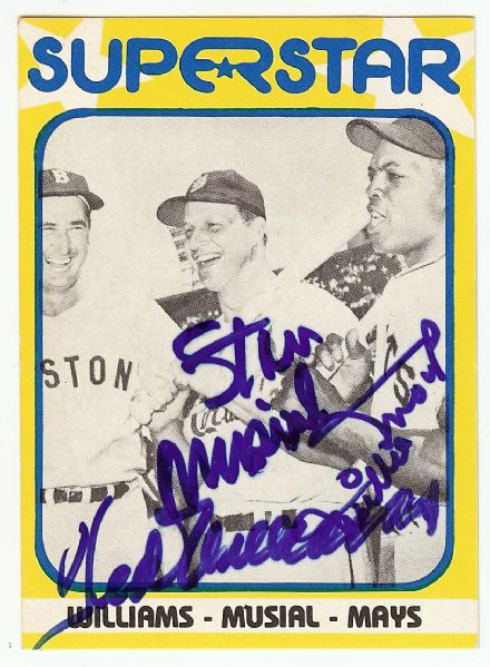 Stan Musial & Ted Williams Signed Superstar Trading Card (JSA)