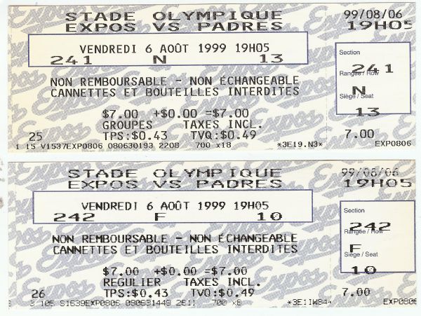 Tony Gwynn 3000th Hit Game Tickets Pair (2) (8/6/1999)