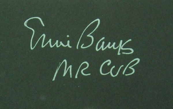 Ernie Banks Signed Baseball HOF Print (841/1000) (JSA)