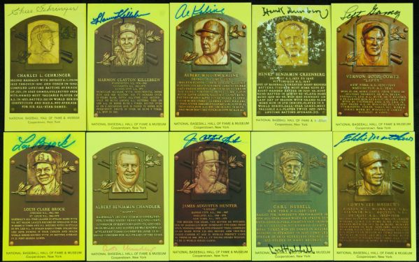 Signed Yellow HOF Plaque Postcards Group (49)