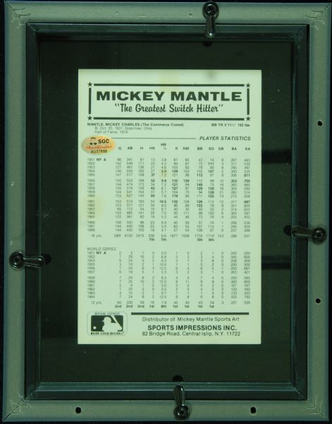 Mickey Mantle Signed Sports Impressions Postcard (SGC)