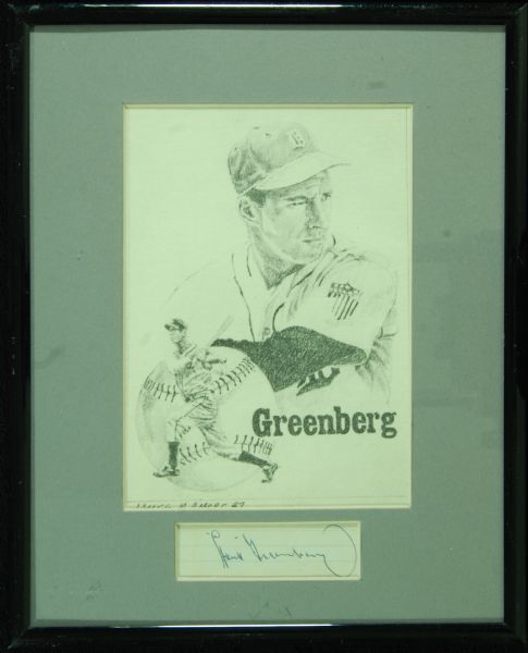 Hank Greenberg Cut Signature & Sketch Display (PSA/DNA)