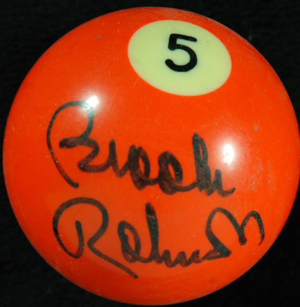 Brooks Robinson Signed Orange No. 5 Billiards Ball (PSA/DNA)