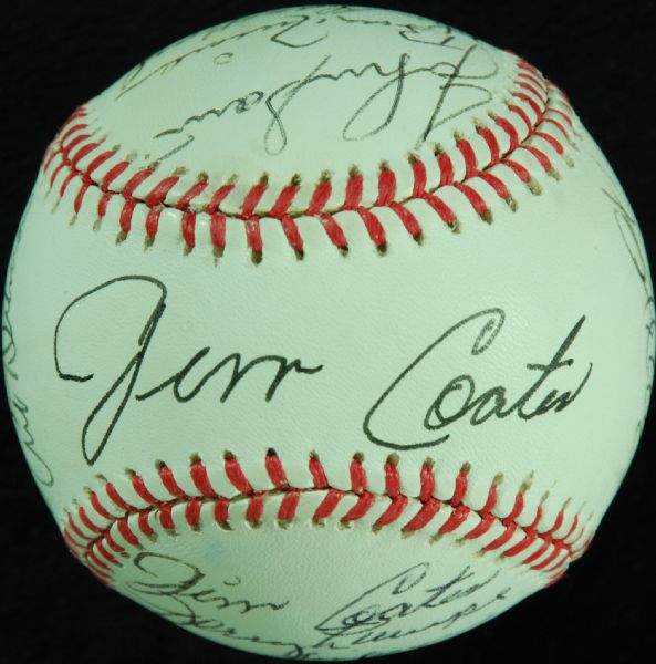 New York Yankees Old Timers Signed OAL Baseball (18) (Jim Coates LOA)