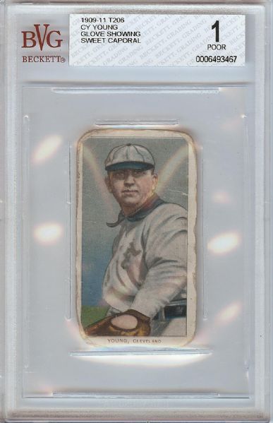 1909-11 T206 Cy Young Glove Showing (Sweet Caporal) BVG 1