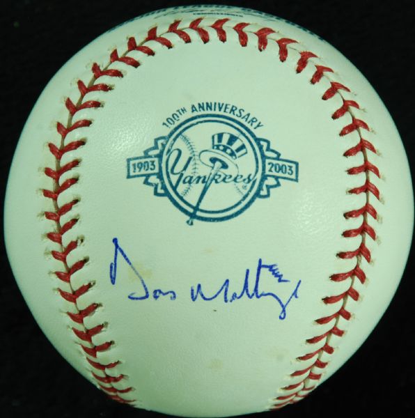 Don Mattingly Single-Signed Yankees 100th Anniversary OML Baseball (PSA/DNA)