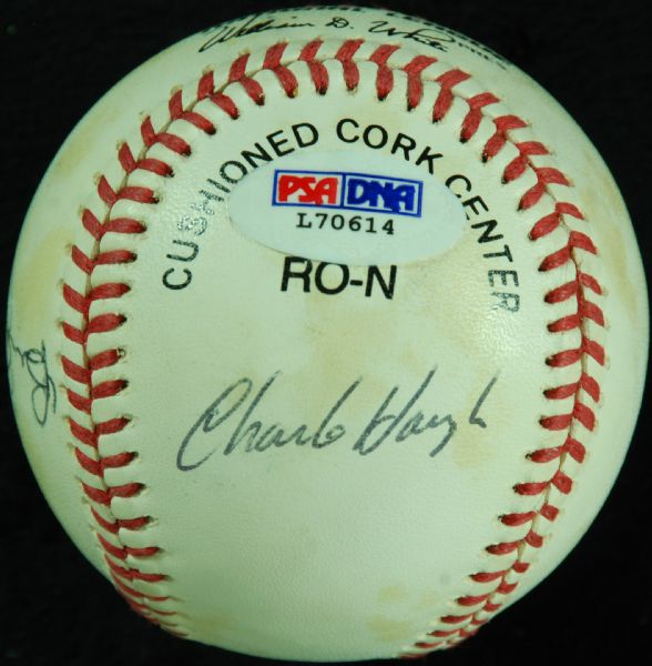 Multi-Signed ONL Baseball (4) with Mike Piazza, Hough, Hershisher (PSA/DNA)