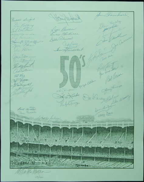 1950s NY Yankees Multi-Signed 16x20 Lithograph (46)