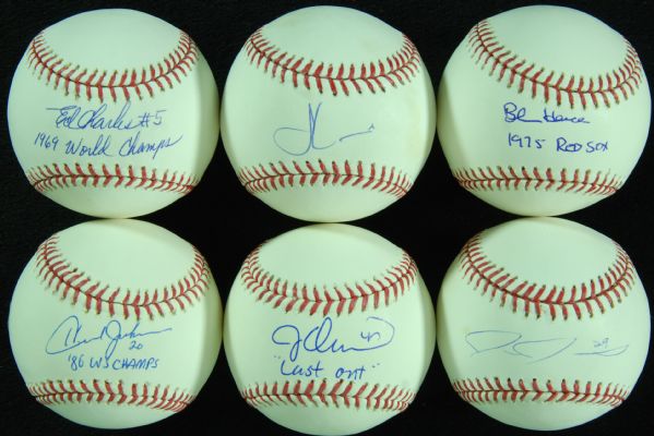 New York Mets Single-Signed Baseballs (6) with Howard Johnson, Orosco, Charles, Heise