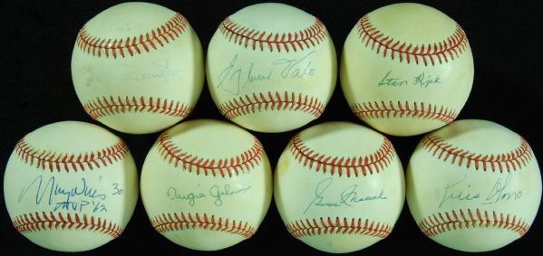 Brooklyn/Los Angeles Dodgers Single-Signed Baseballs (7) with Wills, Valo, Demeter