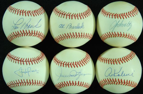 HOFer Single-Signed Baseballs (6) with Kaline, Brock, Smoltz, LaRussa