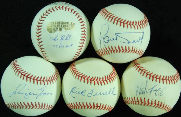 Boston Red Sox Single-Signed Baseballs (5) with Boggs, Ferrell, Tiant