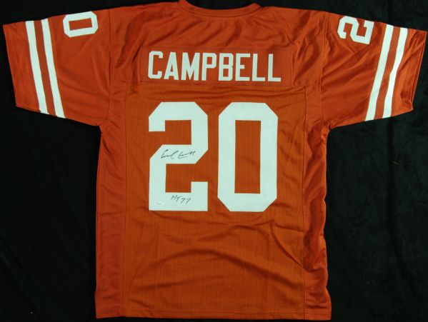 Earl Campbell Signed Texas Jersey HOF 77 (JSA)
